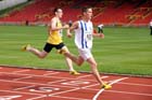 junior mens winning the 100 metres at the Gateshead Tartan Games Open.